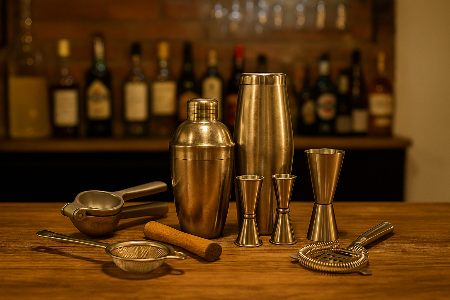 Essential bartender tools for cocktail making, featured in Dirextra Wine & Cocktails School masterclass in Manchester